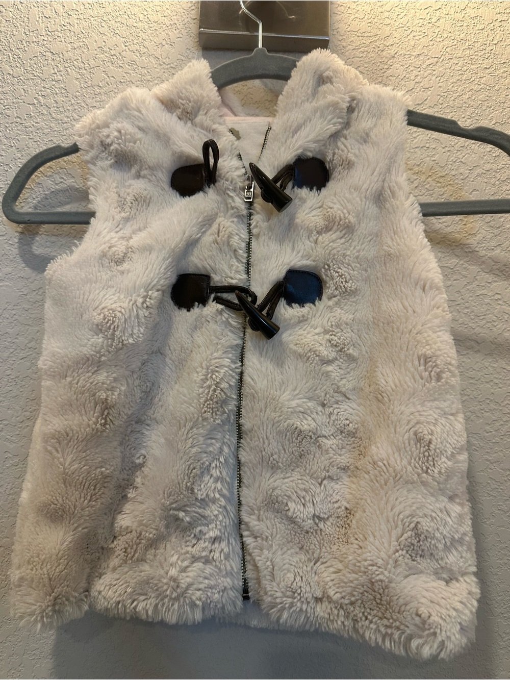 Tucker + Tate Cream Faux Fur Hooded Vest with Toggle Closures